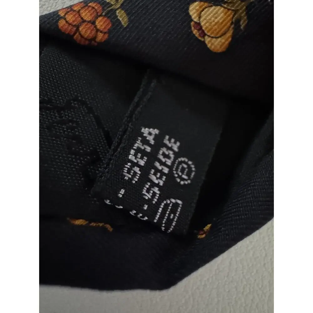 Salvatore Ferragamo Tie Mens One Size Navy Blue Floral 100% Silk Made In Italy